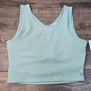 Nwt Roxy Good Keepsake crop tank top criss cross back size xs light green